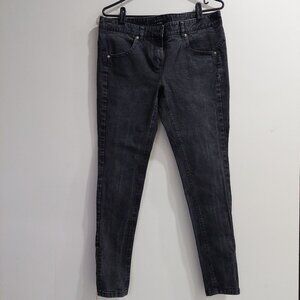 Theory Women's Sz 12 Black Sarcca Russia Ankle Zip Skinny Jean